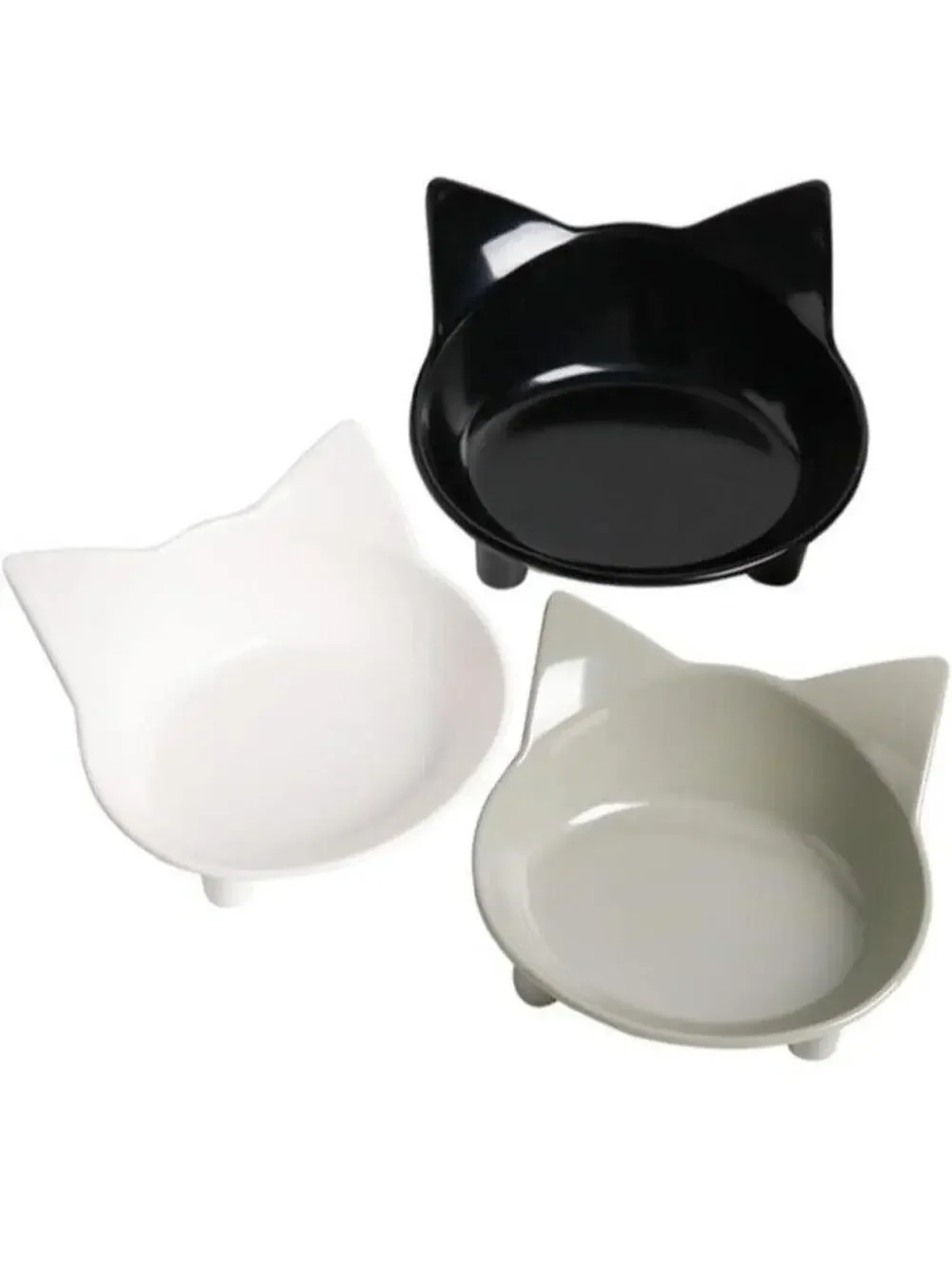 3pc Cat Whisker Stress Relief Non Slip Food Water Bowls Kittens Cats Pets New